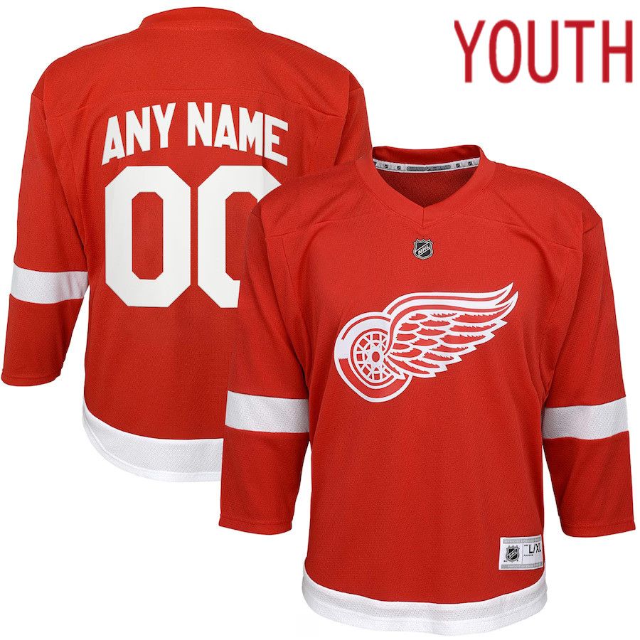 Youth Detroit Red Wings Red Home Replica Custom NHL Jersey